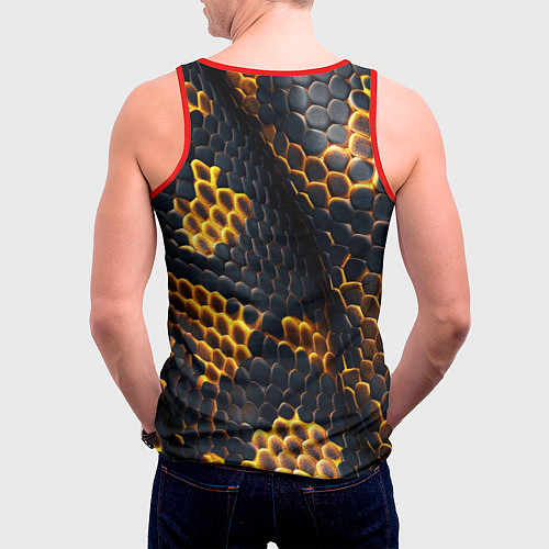 Мужская майка без рукавов Текстура змеи / 3D-Красный – фото 4