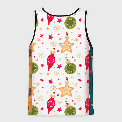 Мужская майка без рукавов Новогодние паттерны комбинация / 3D-Черный – фото 2