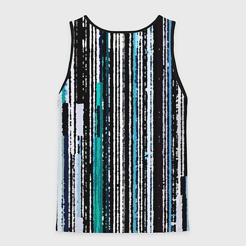 Мужская майка без рукавов Полосатый сине-зелёный рваные полосы / 3D-Черный – фото 2