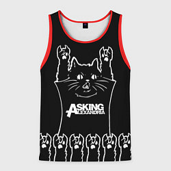Майка-безрукавка мужская Asking Alexandria - кот рок, цвет: 3D-красный