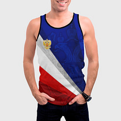 Майка-безрукавка мужская Герб России - триколор, цвет: 3D-черный — фото 2