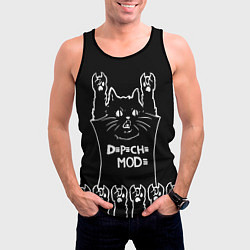 Майка-безрукавка мужская Depeche Mode: cat rock, цвет: 3D-черный — фото 2