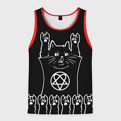 Майка-безрукавка мужская HIM: cat rock, цвет: 3D-красный