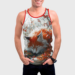Майка-безрукавка мужская Милая лисичка в лесу, цвет: 3D-красный — фото 2