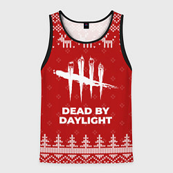 Майка-безрукавка мужская Новогодний Dead by Daylight с оленями, цвет: 3D-черный