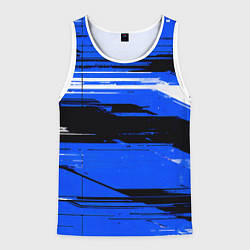 Мужская майка без рукавов Горизонтальные чёрно-белые линии на синем фоне
