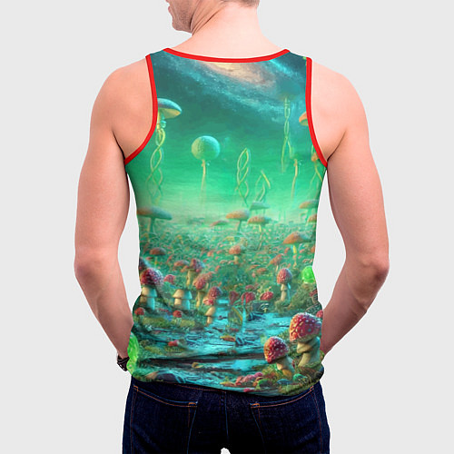 Мужская майка без рукавов Рик и Морти изучают планету мухоморов - нейроарт ф / 3D-Красный – фото 4