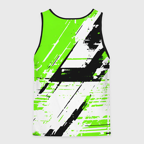 Мужская майка без рукавов Diagonal black and green stripes on a white backgr / 3D-Черный – фото 2