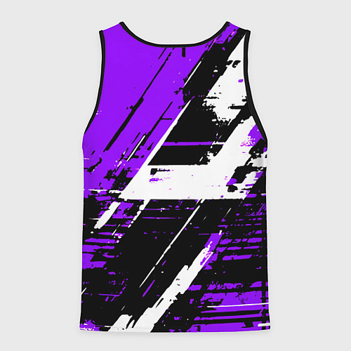 Мужская майка без рукавов Diagonal black and white stripes on a purple backg / 3D-Черный – фото 2