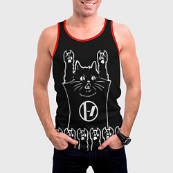 Майка-безрукавка мужская Twenty one pilots: cat rock, цвет: 3D-красный — фото 2