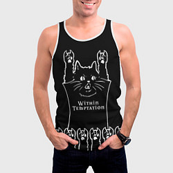 Майка-безрукавка мужская Within Temptation: rock cat, цвет: 3D-белый — фото 2