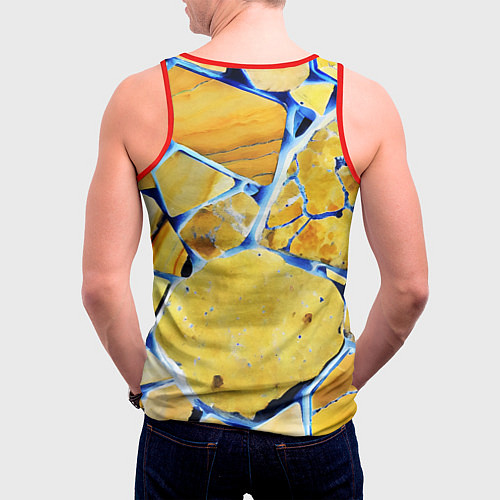 Мужская майка без рукавов Жёлто-синяя абстракция / 3D-Красный – фото 4
