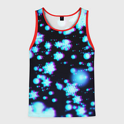 Мужская майка без рукавов Неоновые снежинки глитч