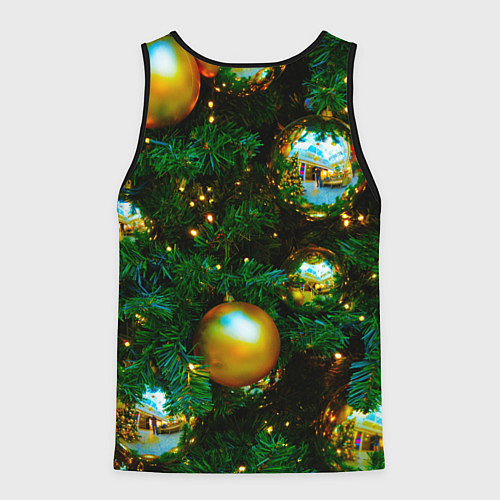 Мужская майка без рукавов Новогодние украшения на ветках / 3D-Черный – фото 2