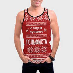 Майка-безрукавка мужская С годом лучшего гольфиста с оленями, цвет: 3D-черный — фото 2