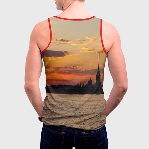Мужская майка без рукавов Петропавловская крепость ранним утром / 3D-Красный – фото 4