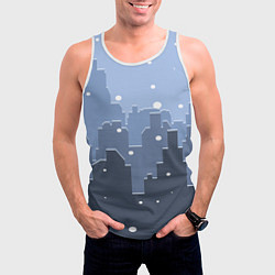Майка-безрукавка мужская Снег в городе, цвет: 3D-белый — фото 2
