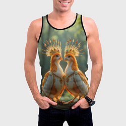 Майка-безрукавка мужская Влюбленные птички с коронами, цвет: 3D-черный — фото 2
