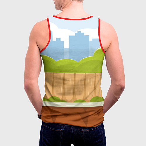 Мужская майка без рукавов Летний город / 3D-Красный – фото 4
