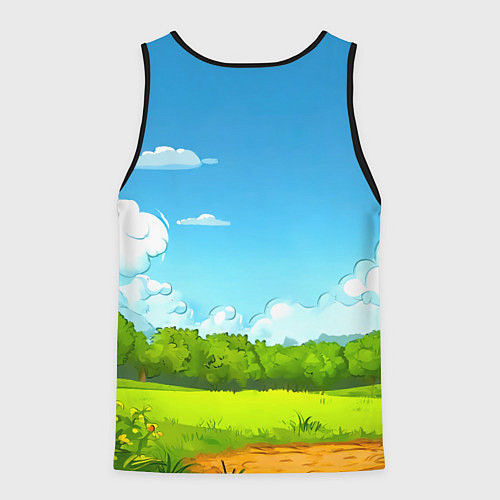 Мужская майка без рукавов Аист в поле / 3D-Черный – фото 2