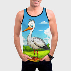 Майка-безрукавка мужская Аист в поле, цвет: 3D-черный — фото 2