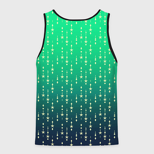 Мужская майка без рукавов Градиент зелёно-синий со звёздочками / 3D-Черный – фото 2