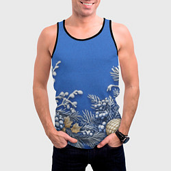 Майка-безрукавка мужская Новогодние веточки, цвет: 3D-черный — фото 2