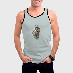 Майка-безрукавка мужская Сердце из денег доллар с сосудами, цвет: 3D-черный — фото 2