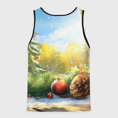 Мужская майка без рукавов Солнечный новый год / 3D-Черный – фото 2