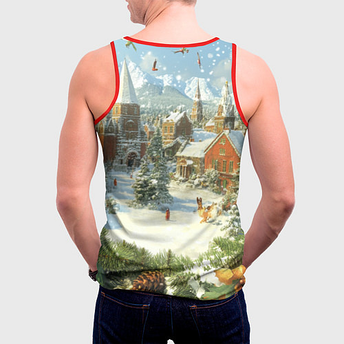 Мужская майка без рукавов Фон рождества / 3D-Красный – фото 4