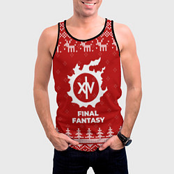 Майка-безрукавка мужская Новогодний Final Fantasy с оленями, цвет: 3D-черный — фото 2