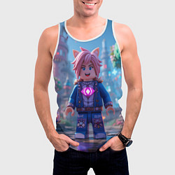 Майка-безрукавка мужская Roblox pink hair, цвет: 3D-белый — фото 2