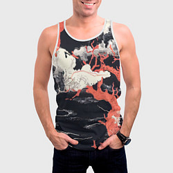 Майка-безрукавка мужская Паттерн с деревьями в японском стиле - нейросеть, цвет: 3D-белый — фото 2
