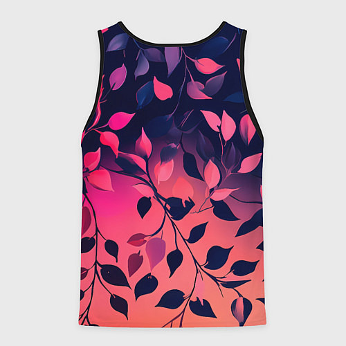 Мужская майка без рукавов Листья на градиентном фоне -нейросеть / 3D-Черный – фото 2