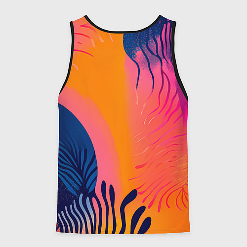Мужская майка без рукавов Векторная абстракция с растениями - нейросеть / 3D-Черный – фото 2