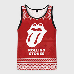 Майка-безрукавка мужская Новогодний Rolling Stones, цвет: 3D-черный