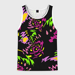 Майка-безрукавка мужская Яркие абстрактные круги-зигзаги, цвет: 3D-белый