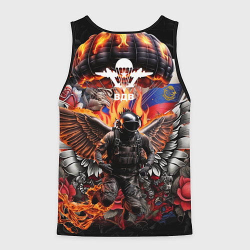 Мужская майка без рукавов Десантник ВДВ с крыльями ангела / 3D-Черный – фото 2