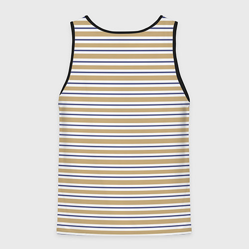 Мужская майка без рукавов Бежевый с синей полосой / 3D-Черный – фото 2