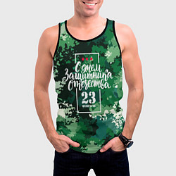 Майка-безрукавка мужская С Днём защитника Отечества: камуфляж, цвет: 3D-черный — фото 2