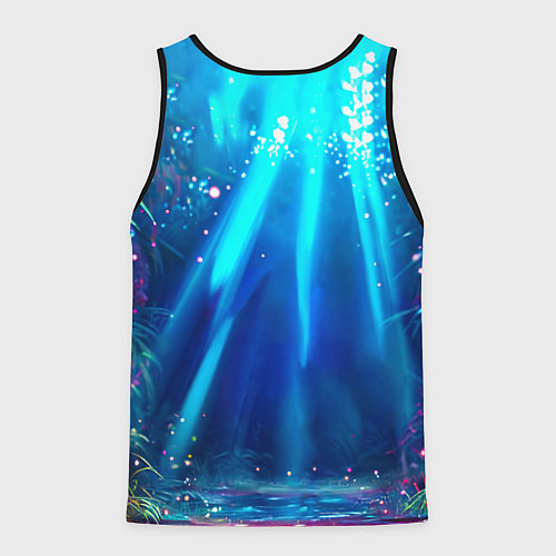 Мужская майка без рукавов Розовый фламинго в джунглях / 3D-Черный – фото 2