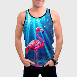 Майка-безрукавка мужская Розовый фламинго в джунглях, цвет: 3D-черный — фото 2