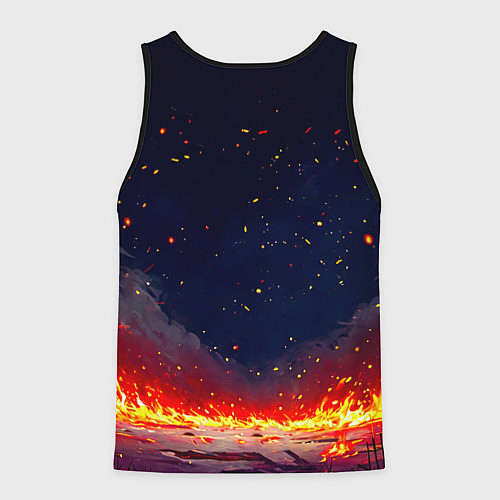 Мужская майка без рукавов Фламинго в огне / 3D-Черный – фото 2