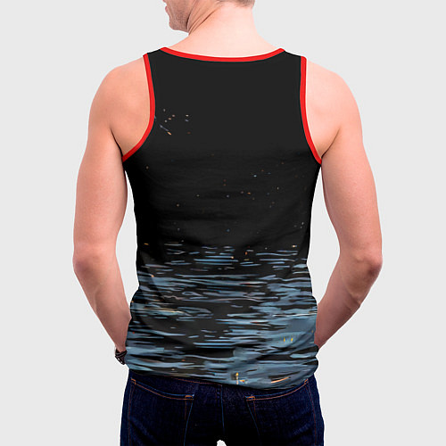 Мужская майка без рукавов Белый лебедь ночью / 3D-Красный – фото 4