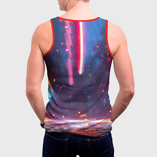 Мужская майка без рукавов Уточка в неоне / 3D-Красный – фото 4