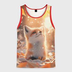 Майка-безрукавка мужская Лисица поздней осенью, цвет: 3D-красный