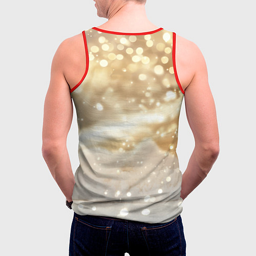Мужская майка без рукавов Рыжая лисица и боке / 3D-Красный – фото 4