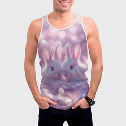 Майка-безрукавка мужская Влюбленные зайчики, цвет: 3D-белый — фото 2