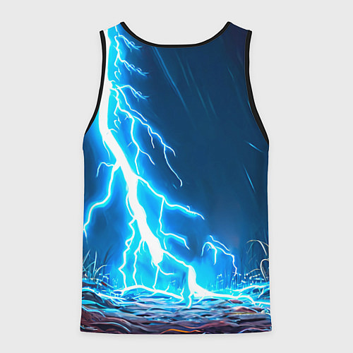 Мужская майка без рукавов Гусь и разряд молнии / 3D-Черный – фото 2