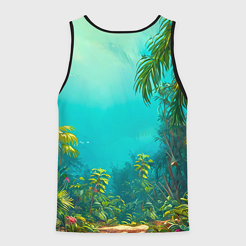 Мужская майка без рукавов Фламинго в джунглях / 3D-Черный – фото 2
